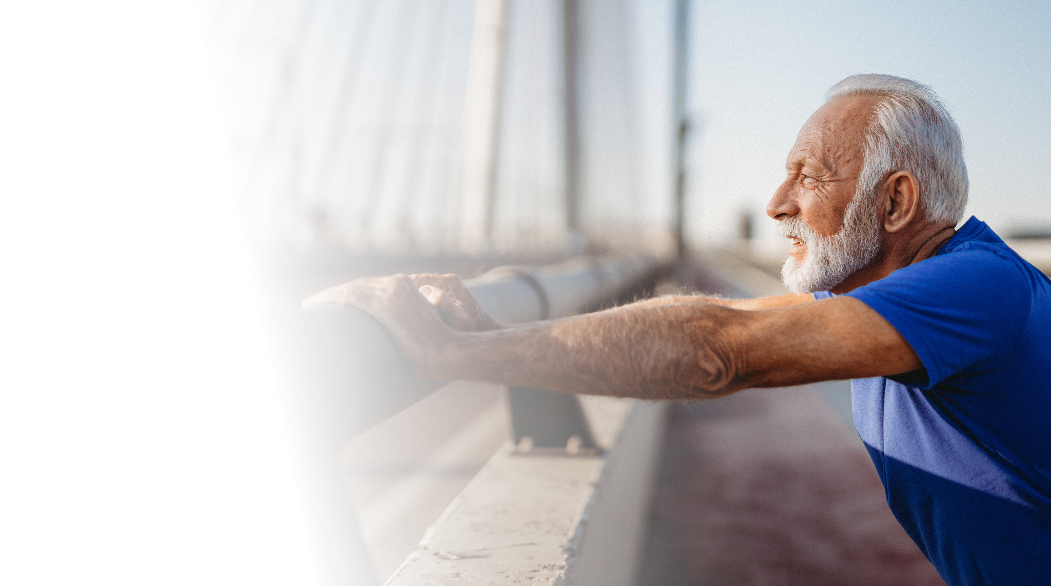 Image of contemplative older man outside - Living with BPH