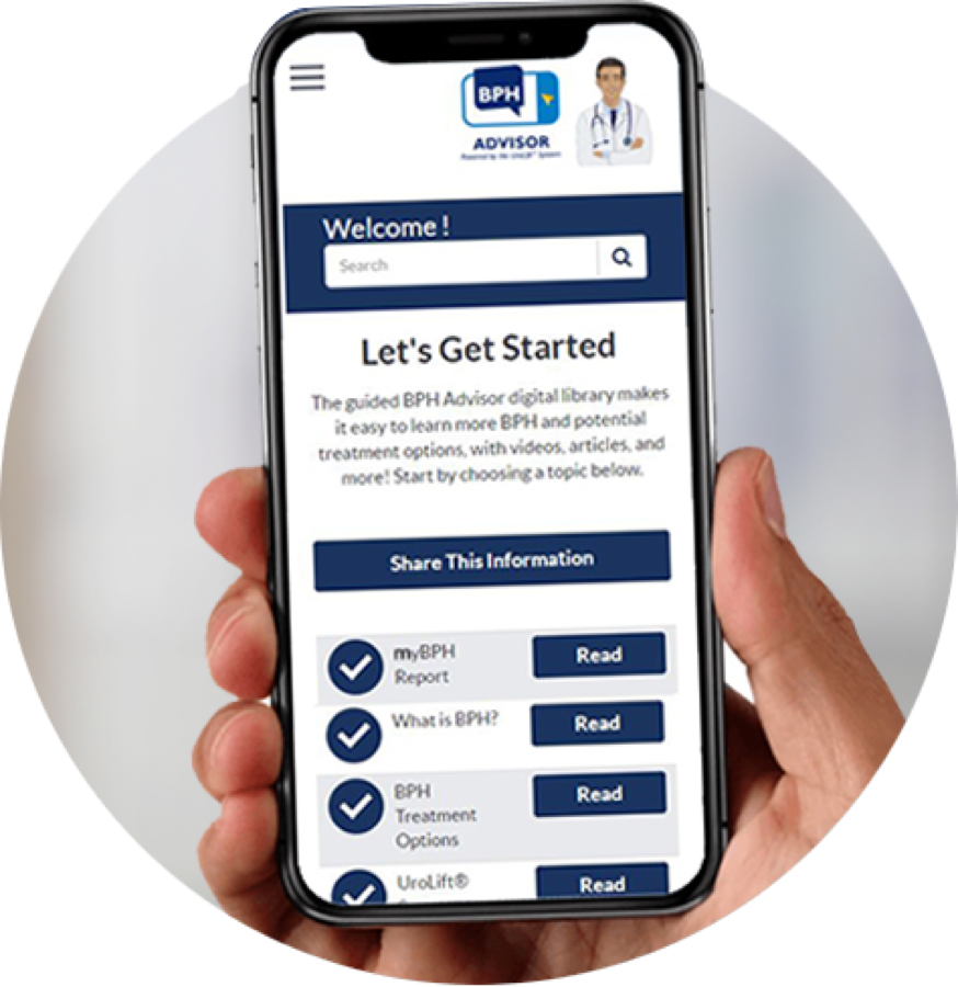 Image of BPH Advisor on smart phone