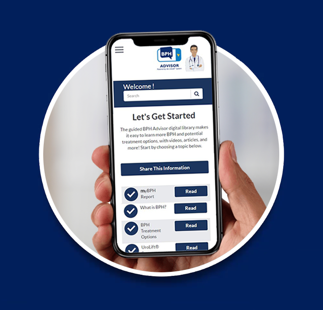 Image of BPH Advisor on smart phone
